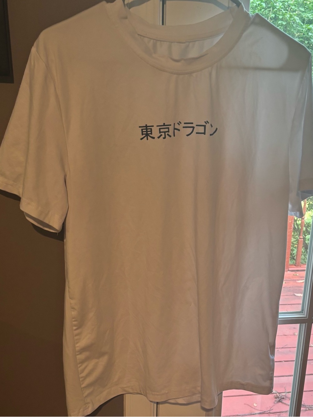 White Graphic Men’s T-Shirt with Japanese Script